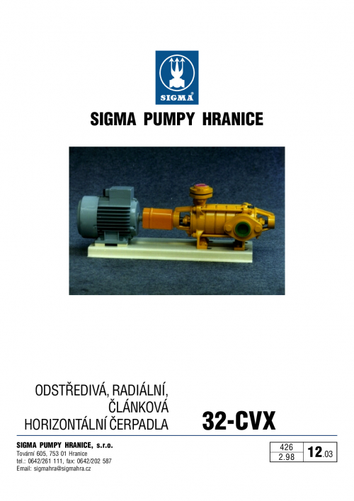 ČERPADLO SIGMA 32-CVX-100-6-3-LC-000-9 KOMPLET S MOTOREM 1,5 KW