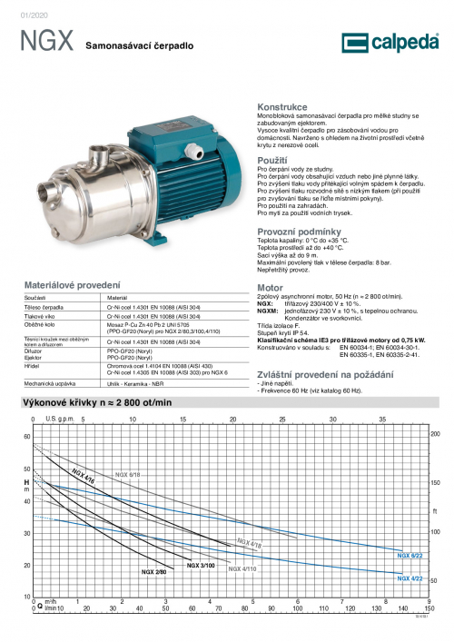 Calpeda NGXM 2/80 0,55kW 230V 2900ot.