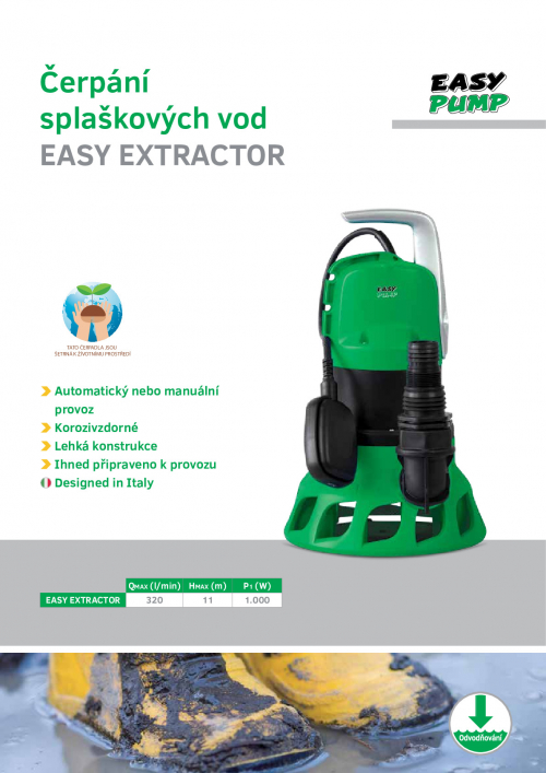 ponorné kalové čerpadlo EASY EXTRACTOR 1000  230V záruka 5 let