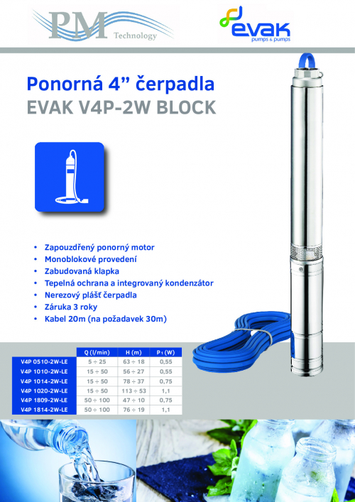 ponorné čerpadlo V4P 1814-2W BLOCK-LE, 20m kabelu, 1.1kW, 230V