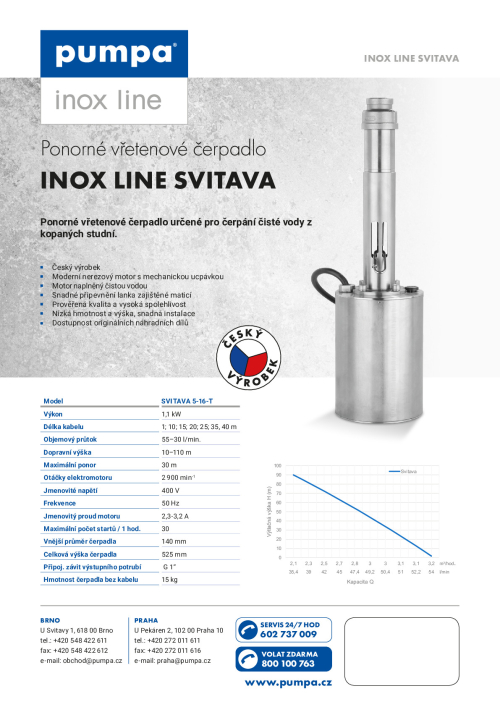 Celonerezová vřetenová čerpadla  SVITAVA 400V