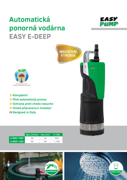 LEADER PUMPS EASY E-DEEP 1000 a 1200 Automat záruka 5 let
