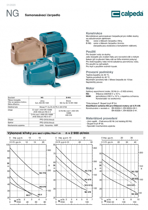 Calpeda NG 5 samonasávací čerpadla jet 3x400V