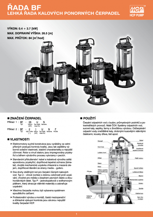 HCP BF kalové čerpadlo 230V