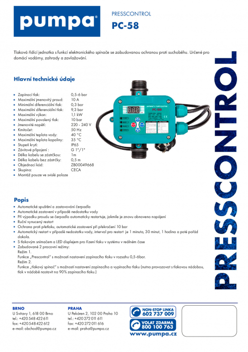 Presscontrol tlaková řídící jednotka PC-58