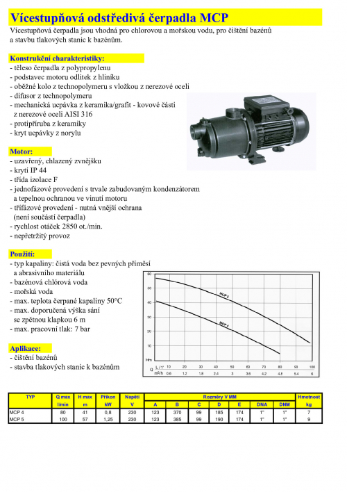 čerpadlo pro chlorovanou a mořskou vodu Multi EVO-SP