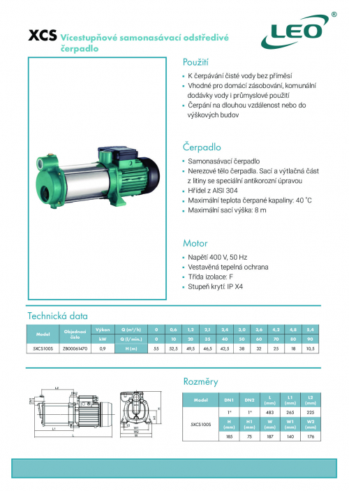 Leo XCS vícestupňové samonasávací 400V