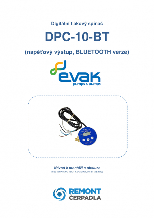 tlakový spínač DPC 10 BLUE TOOTH, 230V/50Hz/12A, kabel 0.5m