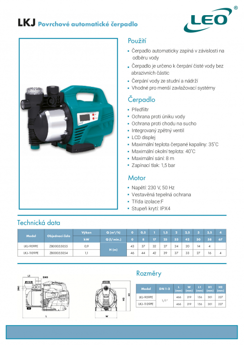 Leo LKJ Povrchové automatické čerpadlo