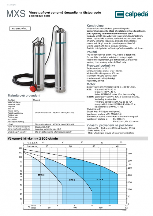 Set 5" Calpeda MXS s frekvenčním měničem  E-Drive 02