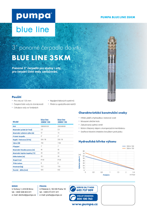 blue line 3SKM ponorné čerpadlo do vrtu 230V