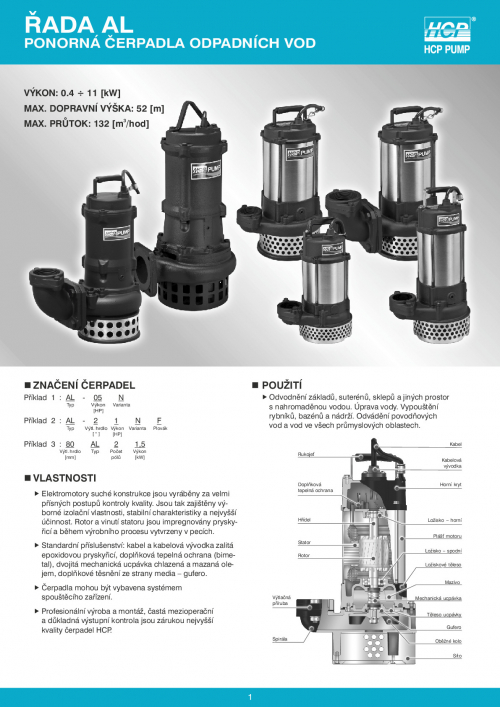 HCP AL kalové čerpadlo 230V