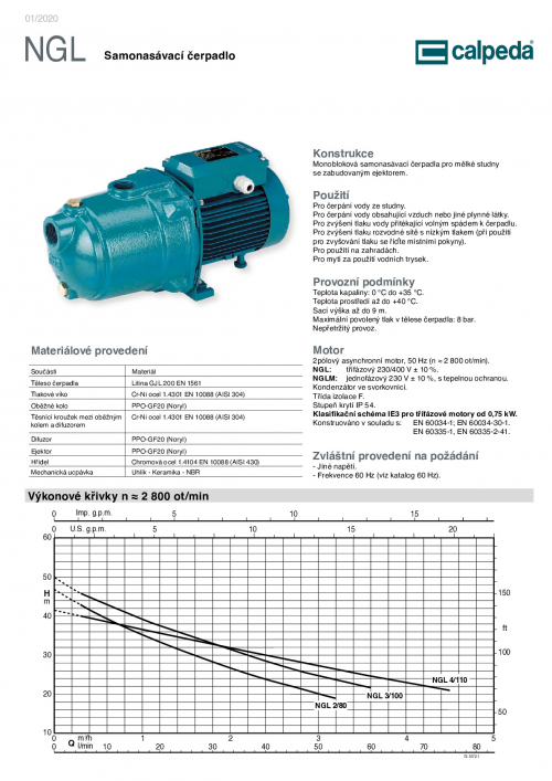 Calpeda NGLM 4/110 0,75kW 230V 2900ot.