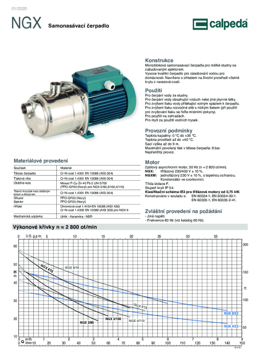 Calpeda NGX 4 samonasávací čerpadla jet 3x400V