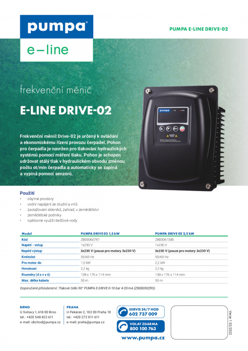 e-line Drive-02 frekvenční měnič bez snímače 230V