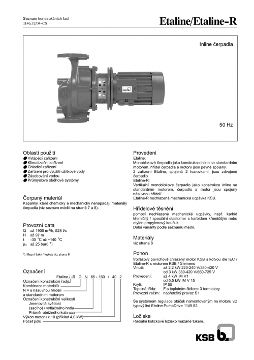 Monoblokové čerpadlo KSB Etaline