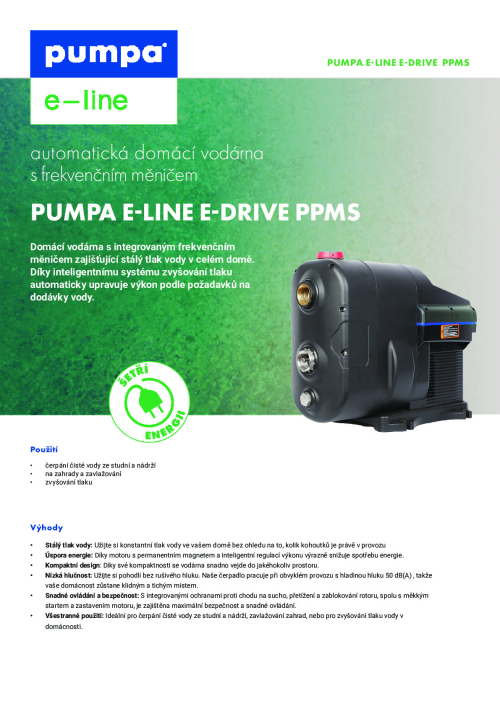 e-line E-DRIVE PPMS504 automatická domácí vodárna s frekvenčním měničem