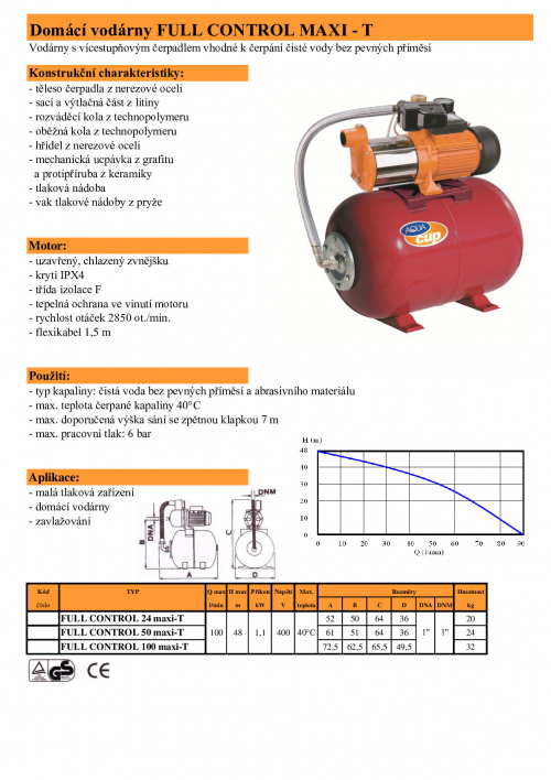 Domácí vodárna FULL CONTROL MAXI - T 400V